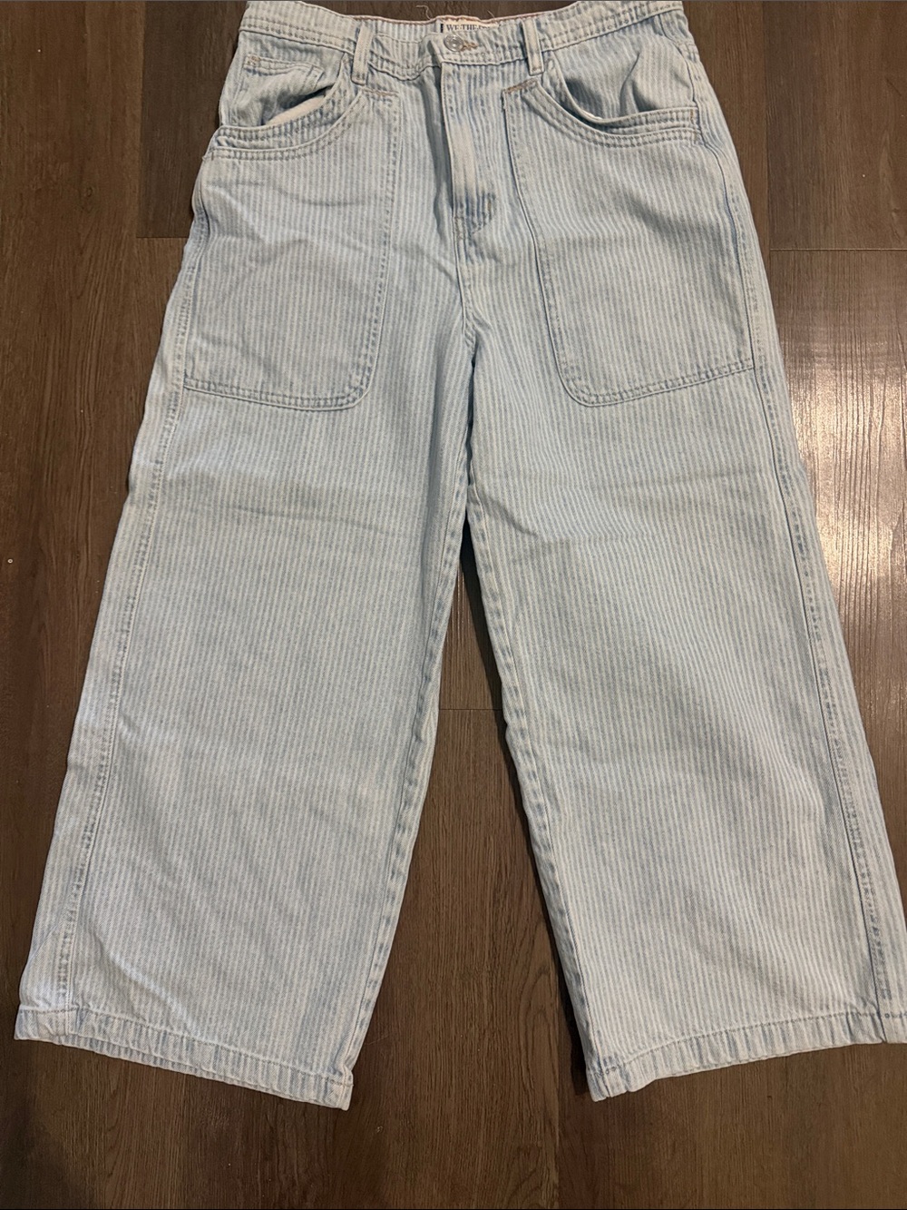 Free People Light Blue Striped Wide-Leg Pants